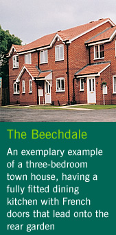 The Beechdale - An exemplary example of a three-bedroom town house, having a fully fitted dining kitchen with French doors that lead onto the rear garden
